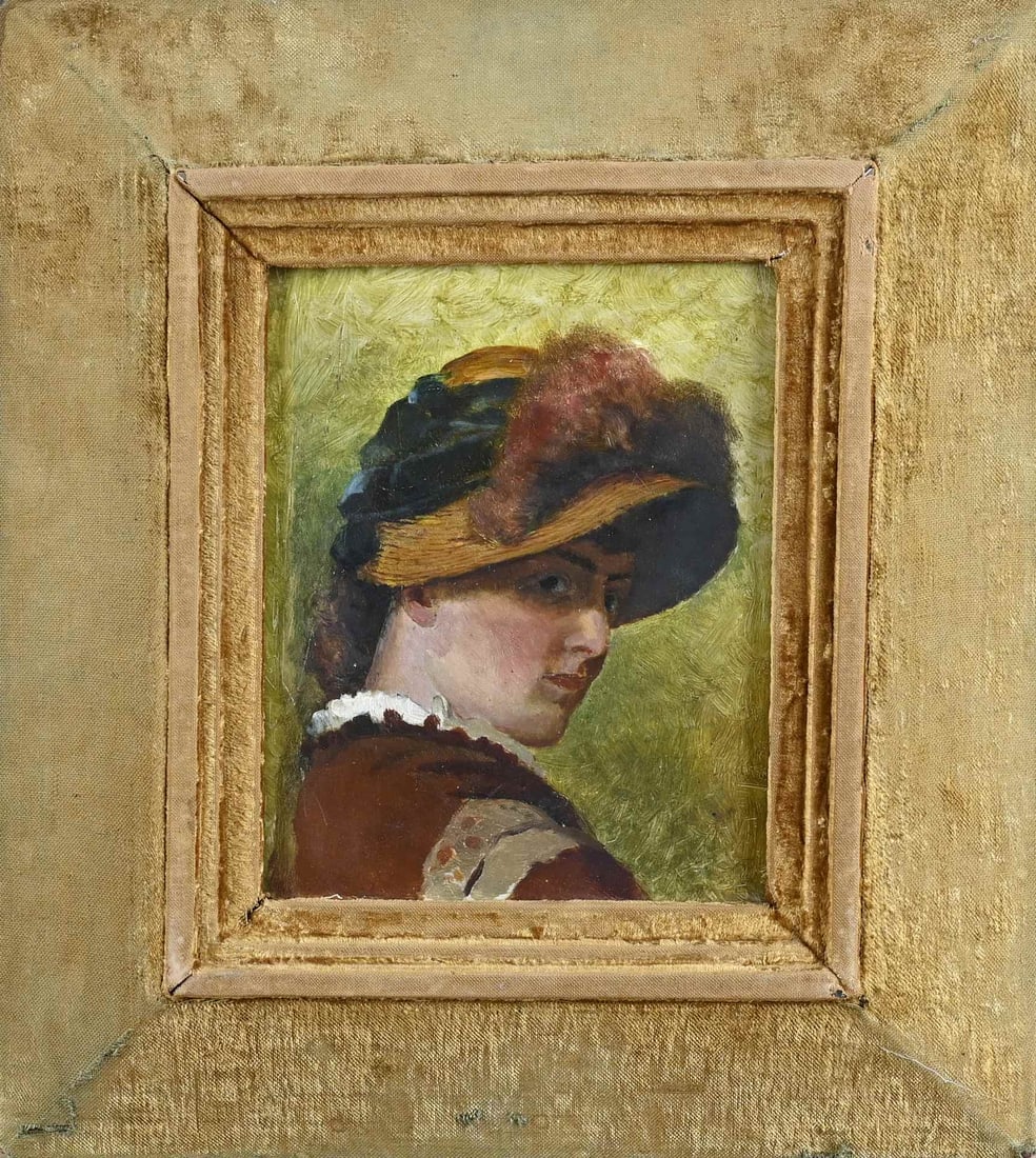 Painting, Portrait of a Lady: Painting. Unsigned. Portrait of a lady. Oil on panel. Dimensions: H 27 x W 21 cm. In good condition.