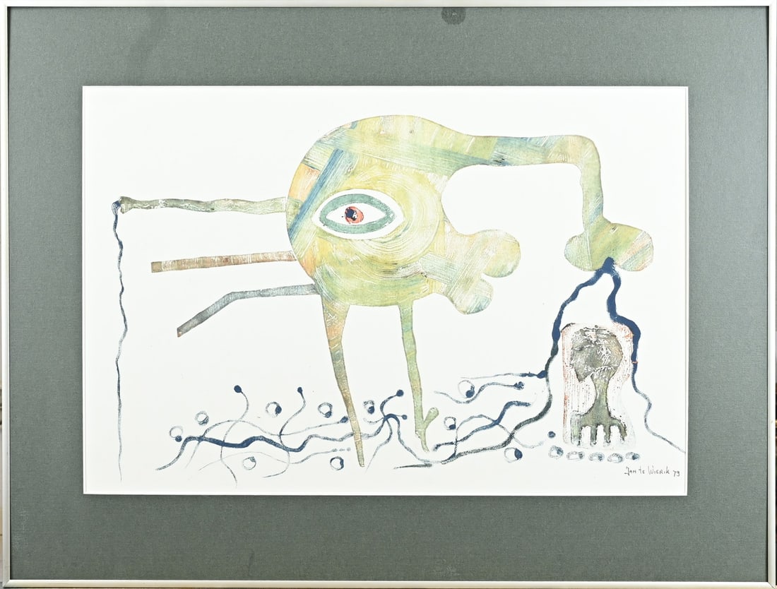 Jan te Wierik, Fantasy performance: Jan te Wierik, 1979. 1954 – 2022 Haaksbergen. Fantasy scene. Gouache on paper. Dimensions: H 40 x W 60 cm. In good condition.