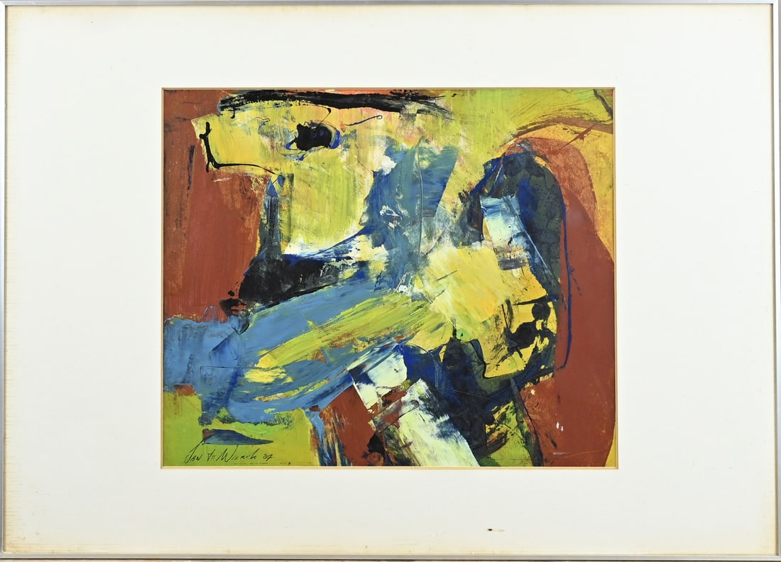 Jan te Wierik, Abstract representation: Jan te Wierik, 1987. 1954 - 2002 Haaksbergen. Abstract representation. Acrylic on paper. Dimensions: H 35 x W 41 cm. In good condition.