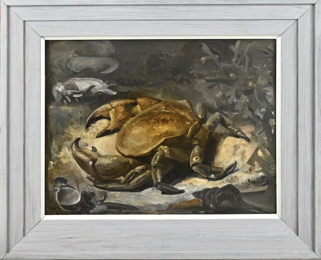 Willem van Konijnenburg, Crab: Willem van Konijnenburg. 1868 - 1943. Title: Crab. Oil on panel. Dimensions: H 32.5 x W 40 cm. In good condition.