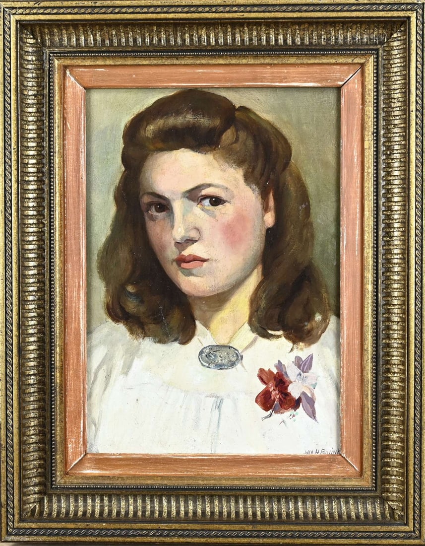 Jan H. Bolink, Portrait: Jan H. Bolink (Enschede). Portrait of a woman. Oil on panel. Dimensions: H 35 x W 25 cm. In good condition.