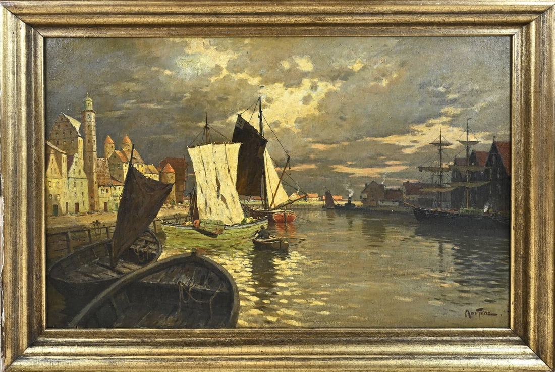Max Fritz, German harbor scene at evening (1 of 1)