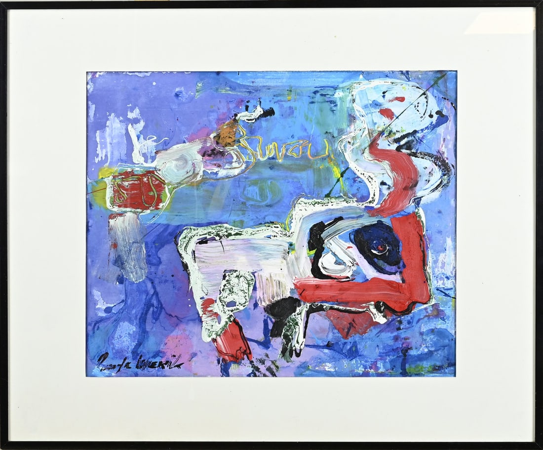 Jan te Wierik, Fantasy performance: Jan te Wierik. 1954 - 2002 Haaksbergen. Fantasy scene. Acrylic on paper. Dimensions: H 35 x W 42 cm. In good condition.
