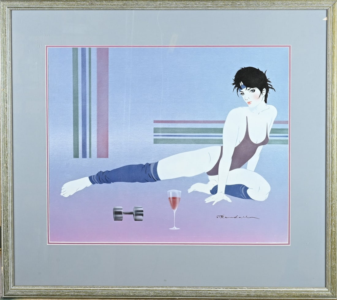 Kendall, Pop Art lithograph: Kendall. Pop Art lithograph in the style of Patrick Nagel (1980s). Dimensions: H 51 x W 61 cm. Lithograph on paper. In good condition.