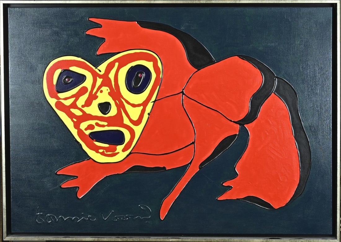 Tonnie Voorn, Fantasy figure: Tonnie Voorn. 1957 - . Fantasy figure. Acrylic on linen. Dimensions: H 70 x W 99 cm. In good condition.