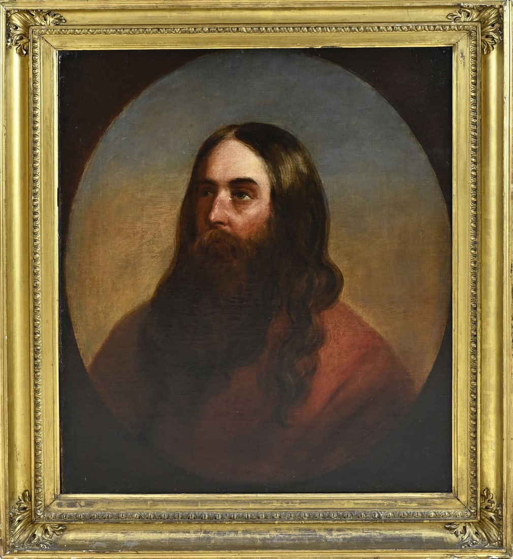 Painting, Portrait of the Lord (Jesus Christ): Painting. Unsigned. 19th century. Possibly circle of Ary Scheffer. Portrait of a gentleman (Jesus Christ). Oil on canvas. Dimensions: H 78 x W 63 cm. In good condition.