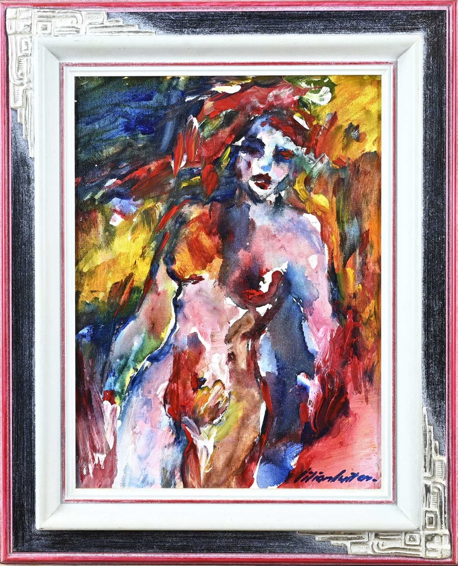 Lilian Luiten, Female Nude: Lilian Luiten. 1944 - 2012, Enschede. Female nude. Oil on canvas. Dimensions: H 40 x W 30 cm. In good condition.