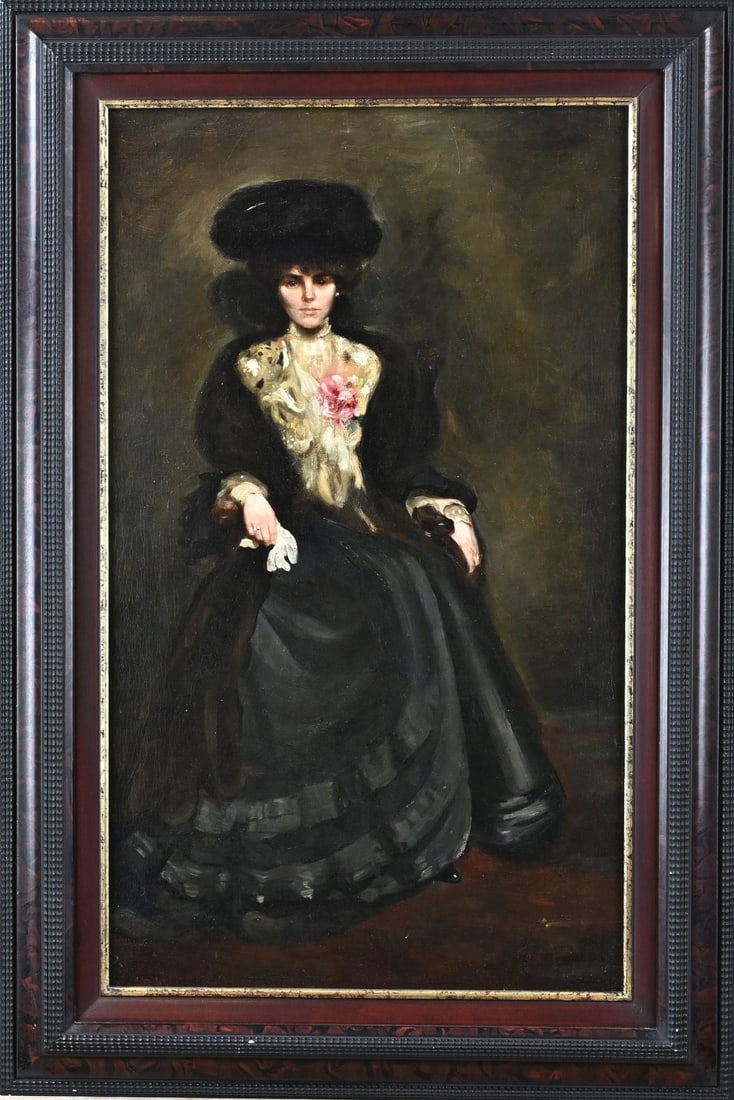 A. Wakley, Portrait of a lady on a chair: Signed A. Wakley. Circa 1890. Lady on a chair. Oil on linen. Dimensions: H 76 x W 45 cm. Older lining. In good condition.