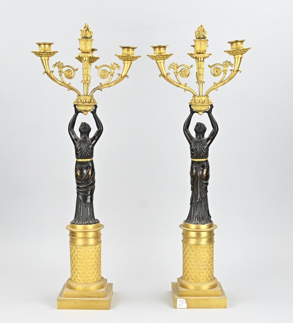 2x Empire candlestick, 1820 - 2