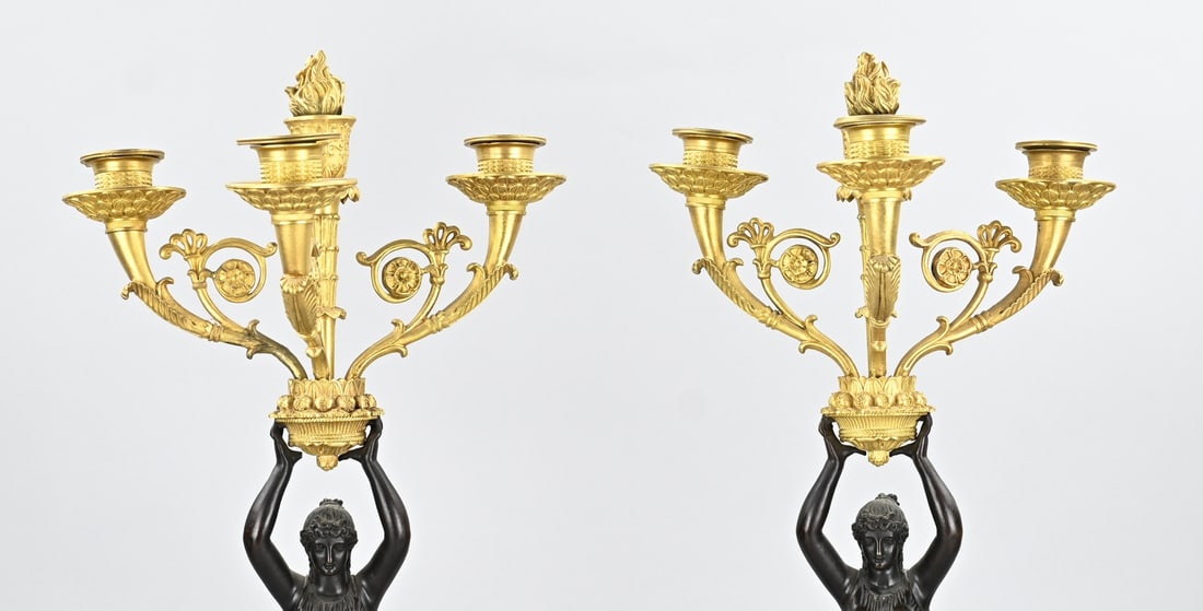 2x Empire candlestick, 1820 - 3