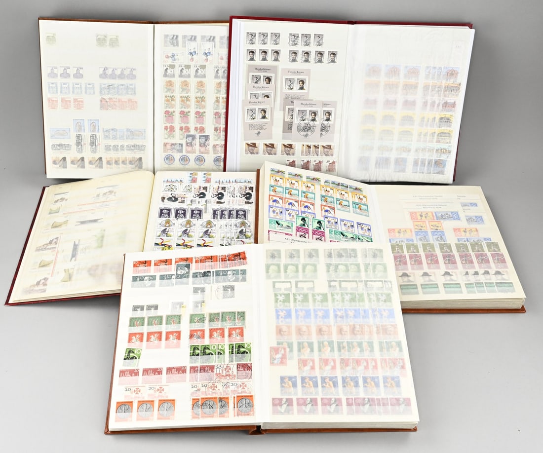 Lot of German stamps 1949-2010: German stamp collection. Consisting of five albums. Period 1949 - 2010. Mint + used. Dimensions: 31 x 32 x 5 cm. In good condition.
