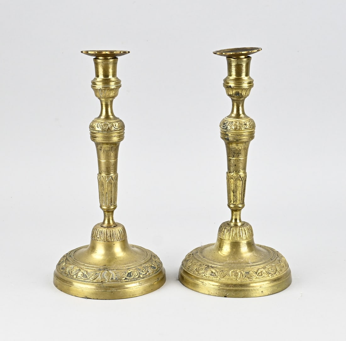 2x Bronze candlestick, H 28 cm. (1 of 1)