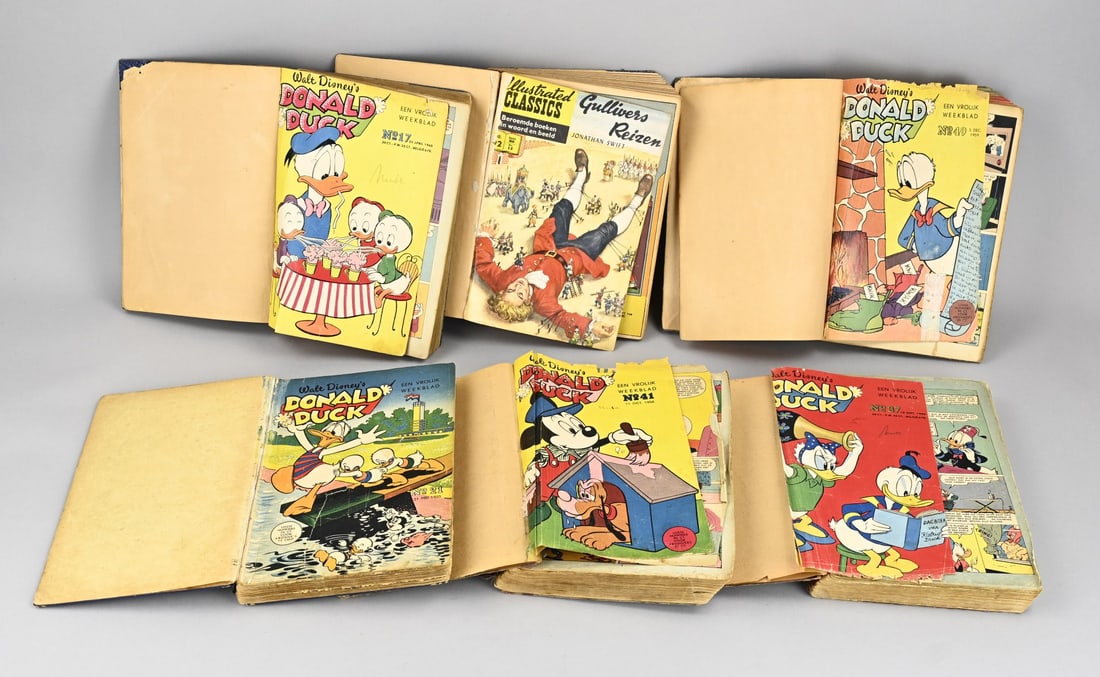 Collector's albums (Donald Duck comics): Five diverse Donald Duck collections from the 1960s + 1x Gulliver's Travels collection. In moderate/fair/good condition.