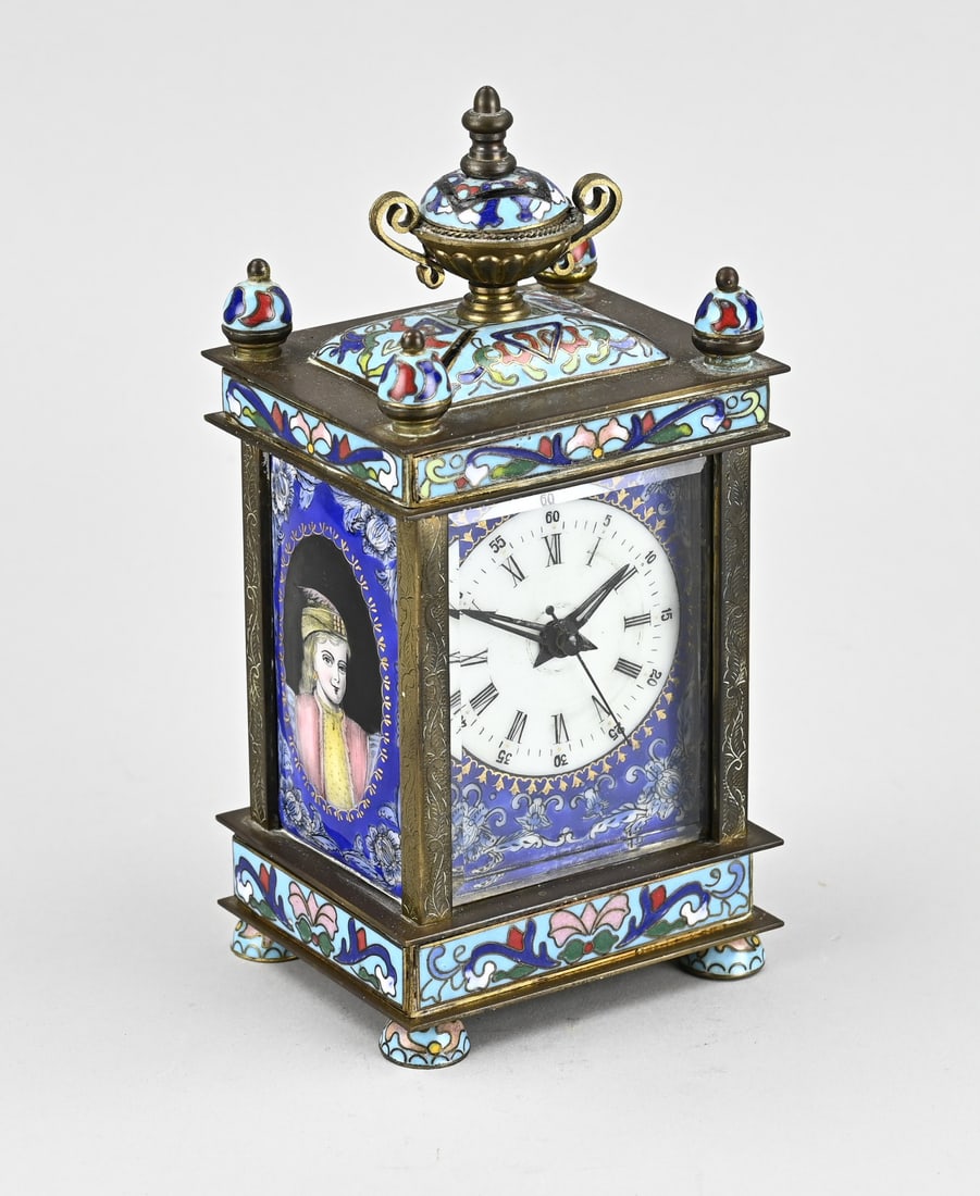 Cloisonné table clock, 19.5 cm. (1 of 2)