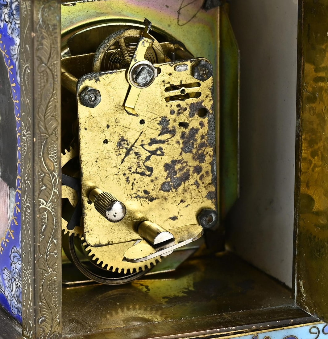 Cloisonné table clock, 19.5 cm. - 2