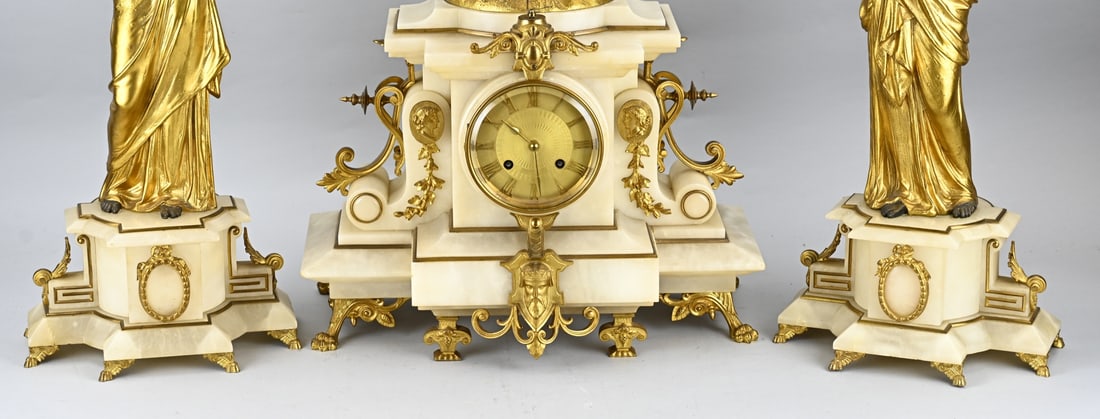 Rare 3-piece clock set, 1870 - 4