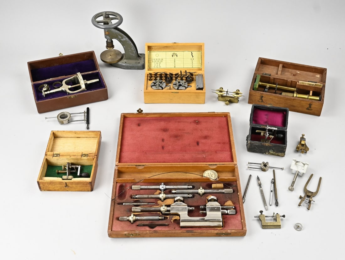 Lot of antique clockmaker's tools (1 of 1)