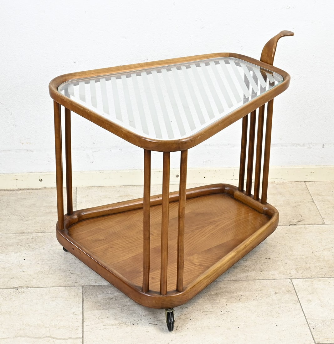 Tea table on wheels: Art Deco style tea table. Denmark or Sweden. 1950s. Dimensions: 56 x 75 x 55 cm. In good condition.
