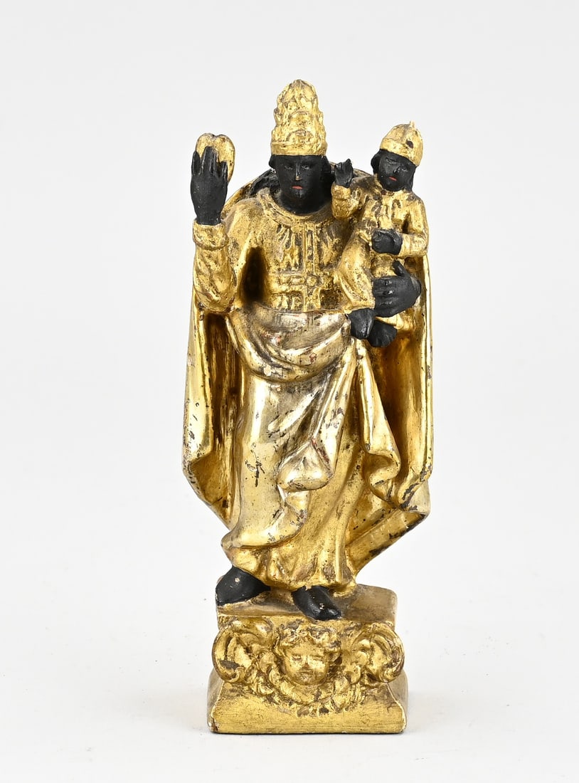 Holy statue (gilded), H 18.5 cm. (1 of 2)
