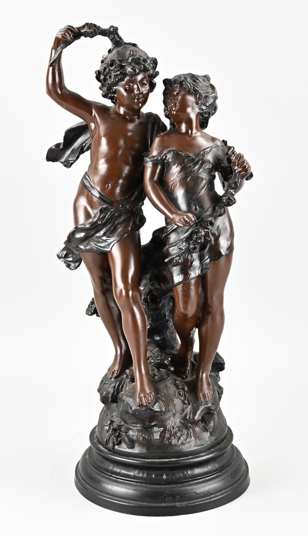 Double image, H 57.5 cm.: Double composite figure, after an antique French example. Second half of the 20th century. Dimensions: H 57.5 cm. In good condition.