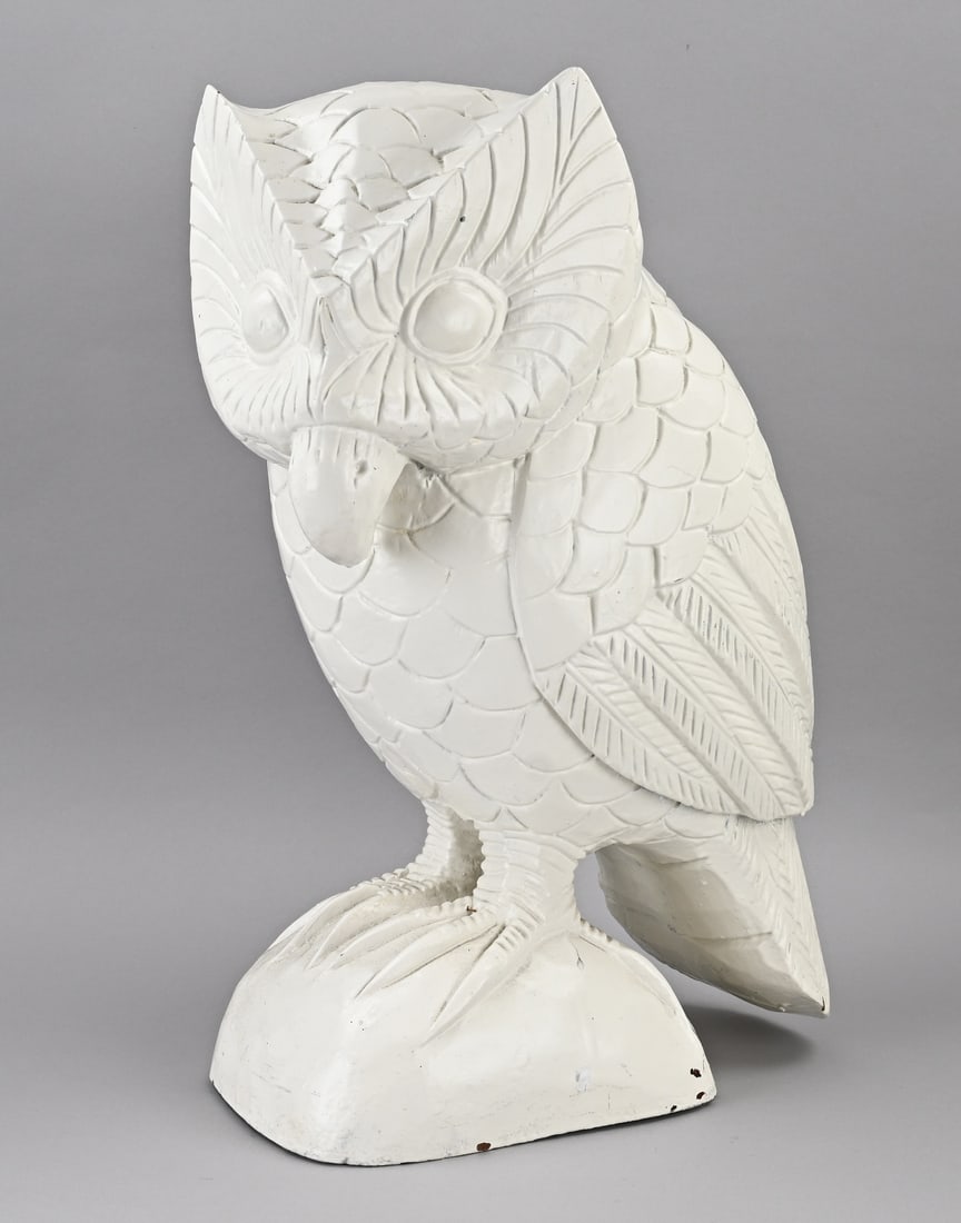 Wood-carved owl, H 54 cm. (1 of 2)
