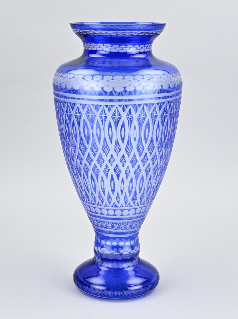 Large blue Bohemian vase, H 37.5 cm. (1 of 1)