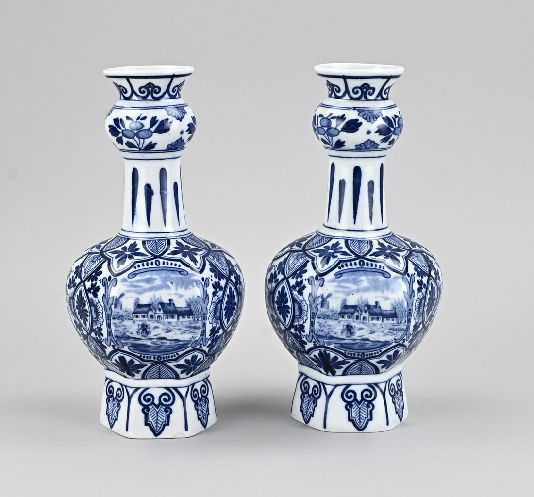2x Delft knobbed vase, H 25 cm. (1 of 2)