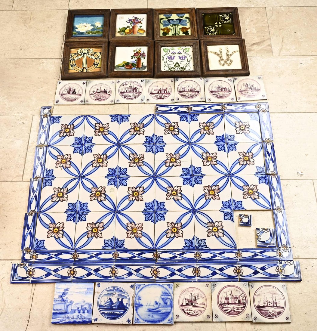 Lot of various antique tiles, 1900 (1 of 1)