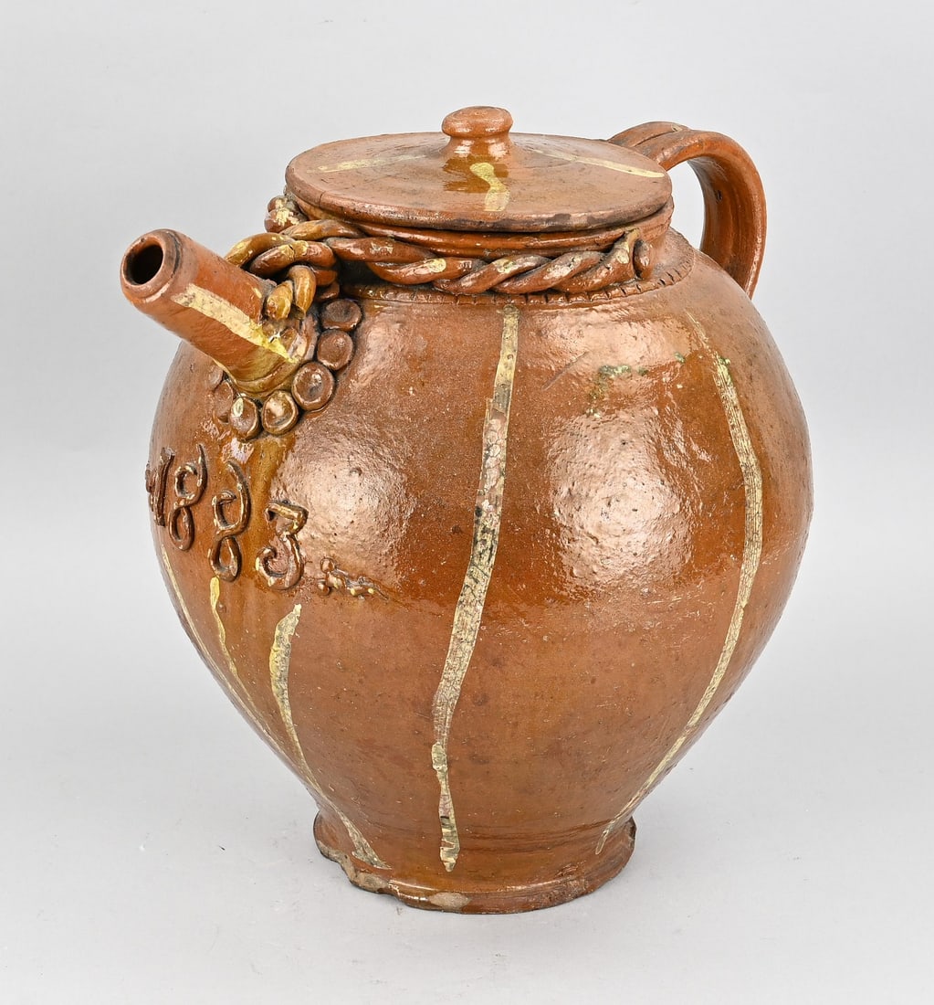 Tuscan wine or syrup pitcher, 1883 (1 of 3)