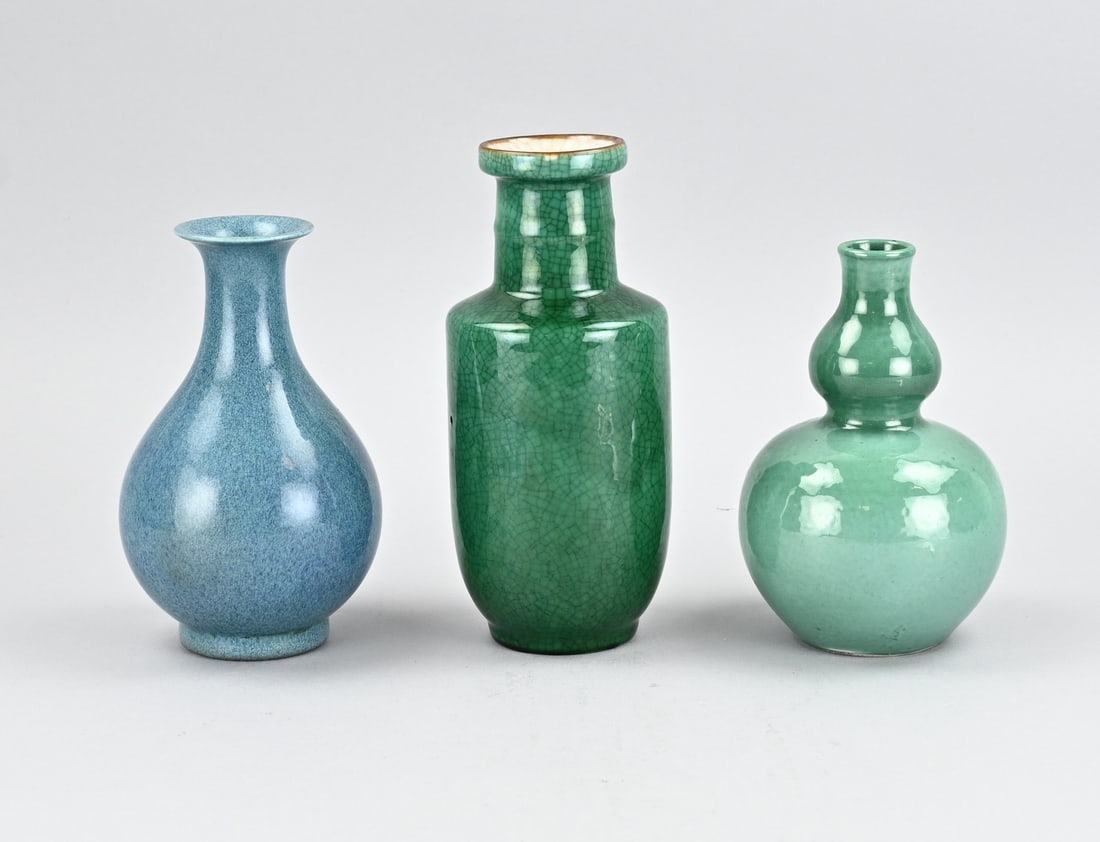3x Chinese vase, H 16.5 - 21 cm. (1 of 1)