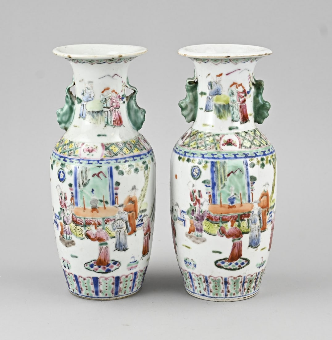 2x Chin. Family Rose vase, H 24.3 cm. (1 of 1)