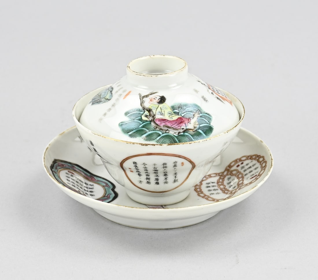 Chinese cup + saucer + lid Ø 12 cm. (1 of 1)