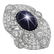 14k White Gold 13.91ct Star Sapphire 2.41ct Diamond