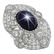14k White Gold 13.91ct Star Sapphire 2.41ct Diamond