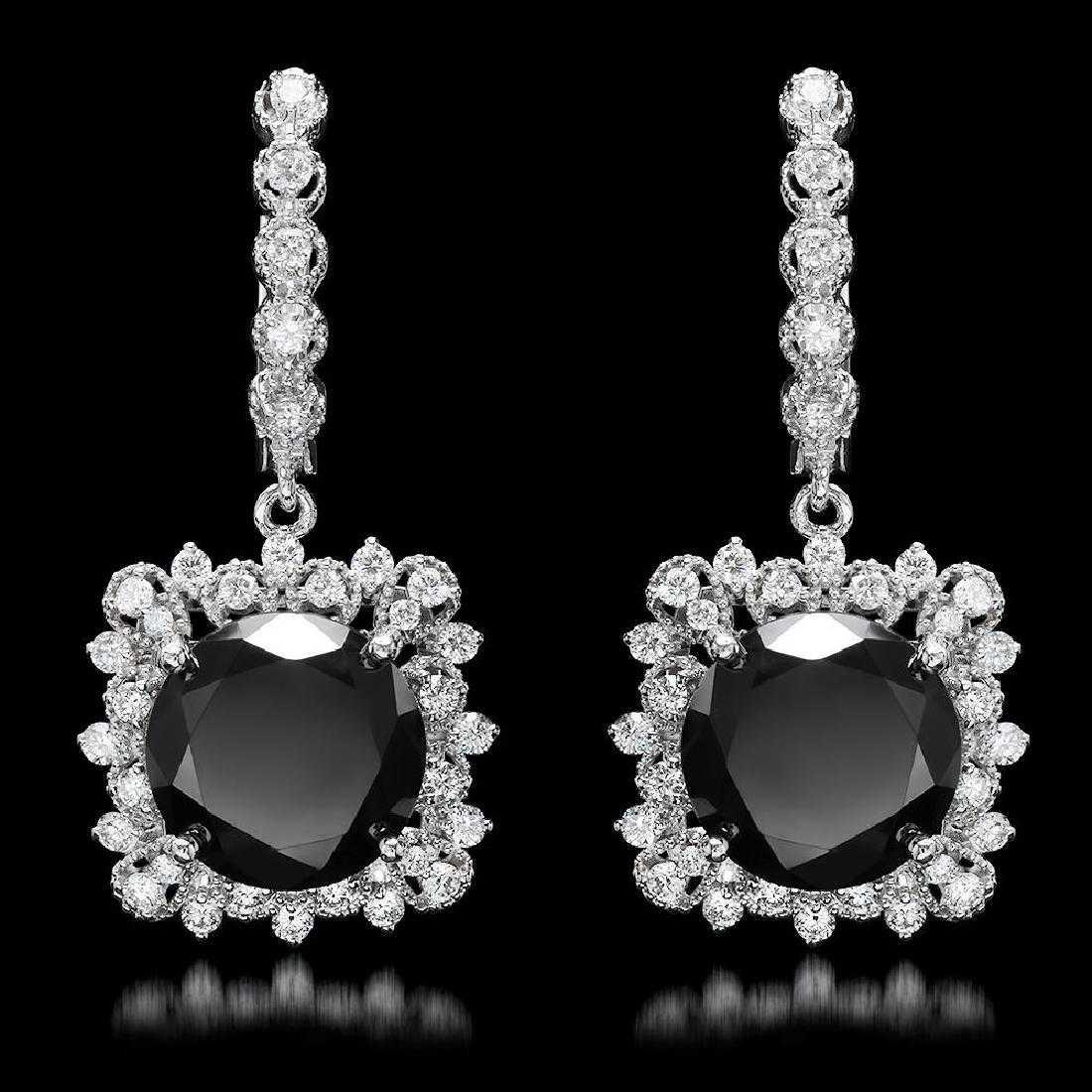 14K White Gold 11.88ct Fancy Black Diamond and 1.66ct: Retail: $41,674.00 ****** 14K White Gold 11.88ct Fancy Black Diamond and 1.66ct Diamond Earrings ****** Metal: 14K White Gold / Total Item Weight: 8.80 Grams / Country Made: United States / / Main Sto