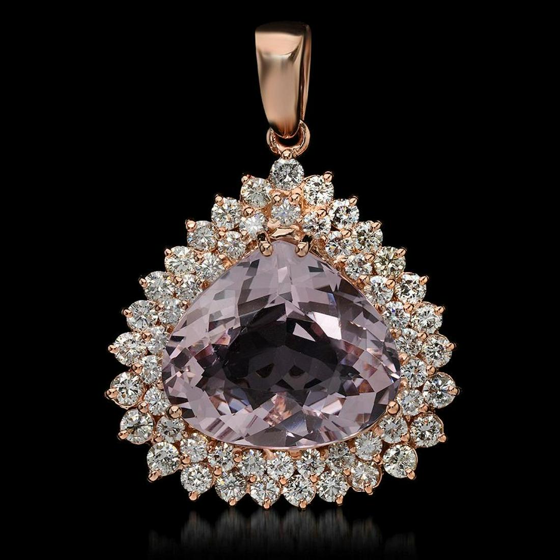 14K Gold 11.31ct Morganite 2.67ct Diamond Pendant: Retail: $15,625.00 ****** 14K Gold 11.31ct Morganite 2.67ct Diamond Pendant ****** Metal: 14K Rose Gold / Total Item Weight: 10.4 Grams / Country Made: United States / / Main Stone: Morganite / Color: