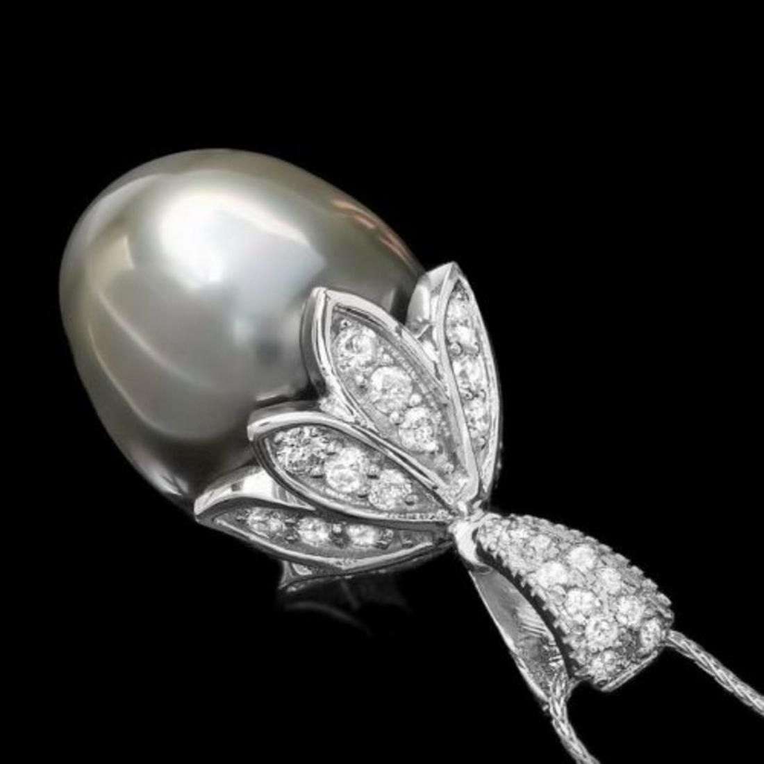 14K Gold Grey Tahitian Pearl 1.26ct Diamond Pendant: Retail: $12,000.00 ****** 14K Gold Grey Tahitian Pearl 1.26ct Diamond Pendant ****** Metal: 14K White Gold / Total Item Weight: 12.5 Grams / Country Made: United States / / Main Stone: Pearl / Color: 
