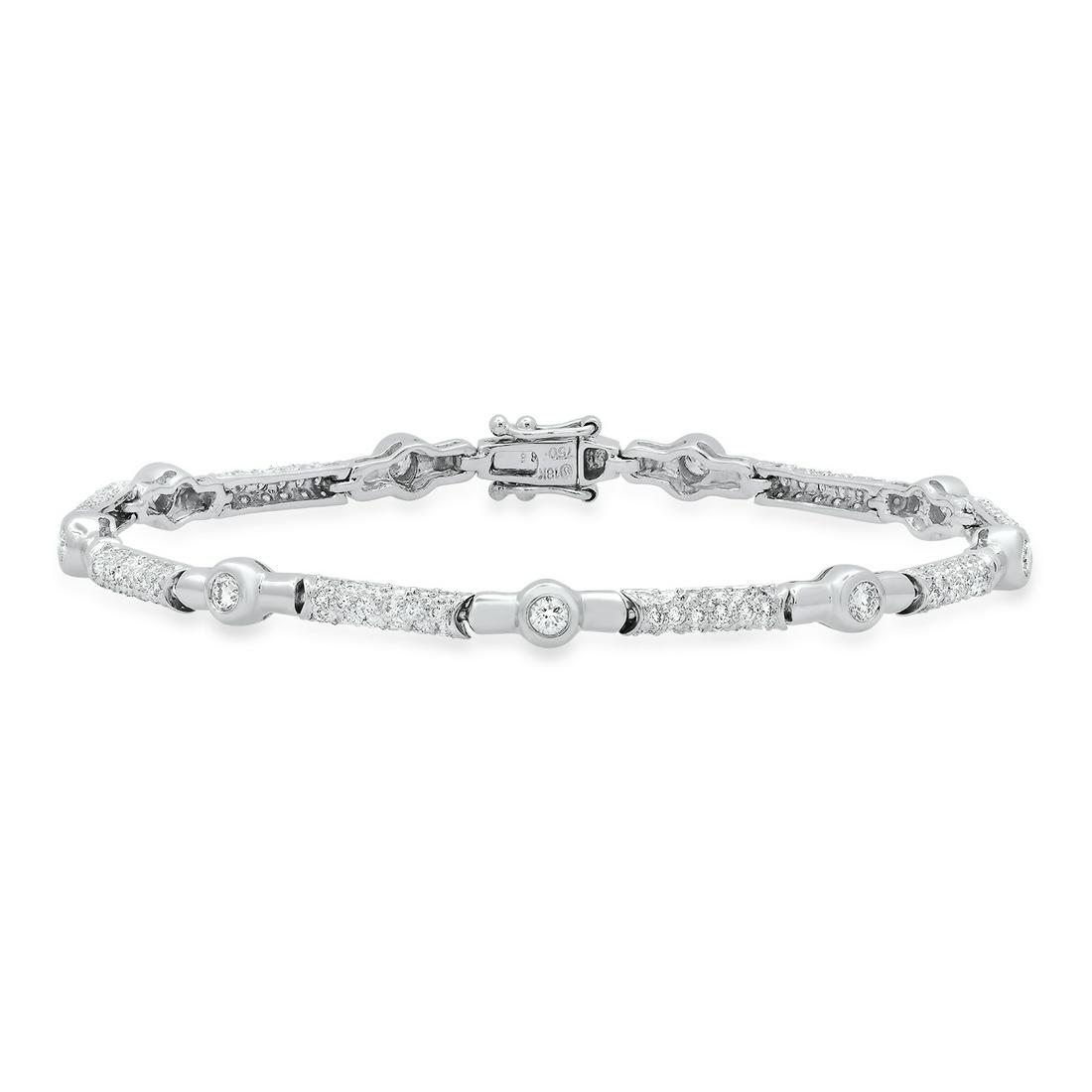 18K White Gold and 1.66ct Ladies Diamond Bracelet: Retail: $5,900.00 ****** 18K White Gold and 1.66ct Ladies Diamond Bracelet ****** Size: 7 / Metal: 18K White Gold / Total Item Weight: 9.9 Grams / Country Made: United States / / Main Stone: Diamond /