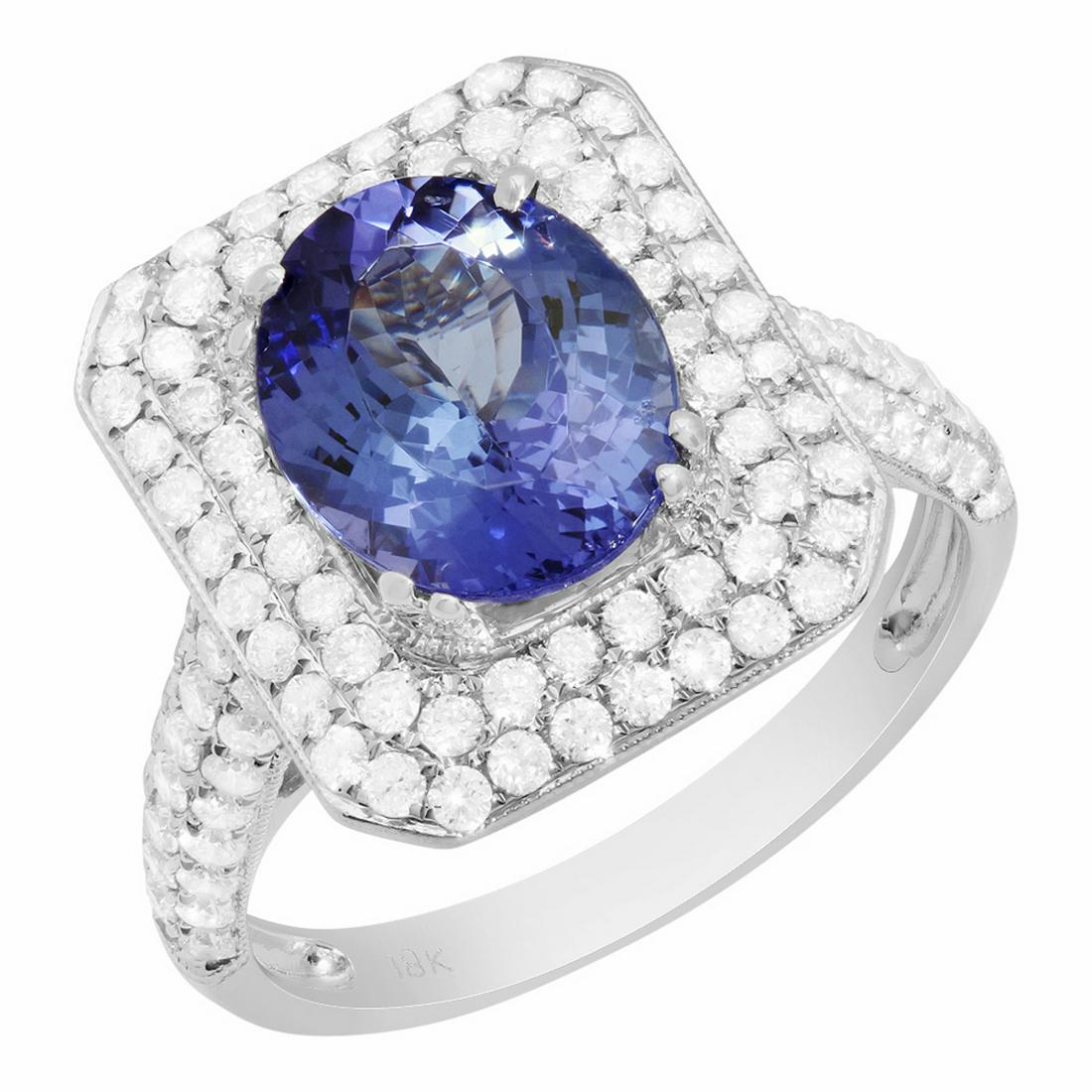 14k White Gold 2.75ct Tanzanite 1.05ct Diamond Ring: Retail: $8,690.00 ****** 14k White Gold 2.75ct Tanzanite 1.05ct Diamond Ring ****** Metal: 14K White Gold / Total Item Weight: 5.50 grams / Country Made: United States / / Main Stone: Tanzanite / Colo