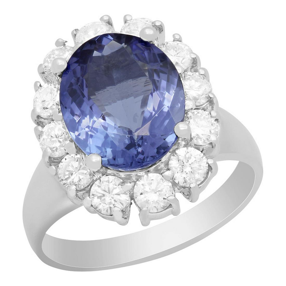 14k White Gold 3.87ct Tanzanite 1.39ct Diamond Ring: Retail: $8,515.00 ****** 14k White Gold 3.87ct Tanzanite 1.39ct Diamond Ring ****** Metal: 14K White Gold / Total Item Weight: 6.40 grams / Country Made: United States / / Main Stone: Tanzanite / Colo