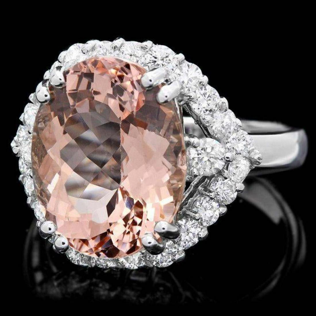 14K White Gold 6.08ct Morganite and 1.04ct Diamond Ring: Retail: $10,326.00 ****** 14K White Gold 6.08ct Morganite and 1.04ct Diamond Ring ****** Metal: 14K White Gold / Total Item Weight: 6.5 Grams / Country Made: United States / / Main Stone: Morganite / 