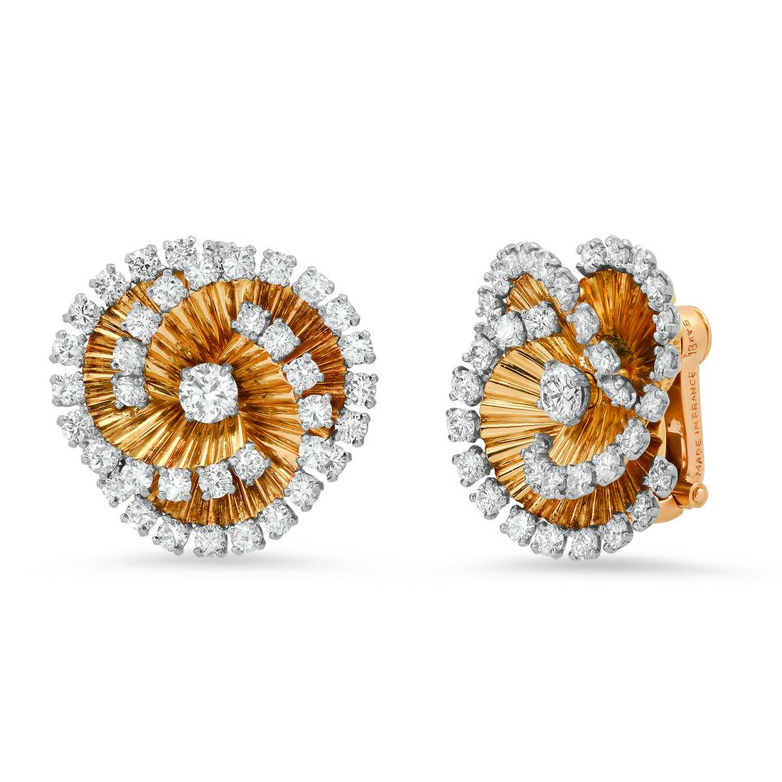 18K Yellow Gold Setting with 2.84tcw Diamond Earrings: Retail: $12,750.00 ****** 18K Yellow Gold Setting with 2.84tcw Diamond Earrings ****** Metal: 14K Yellow Gold / Total Item Weight: 17.9 Grams / Country Made: United States / / Main Stone: Diamond / Ca