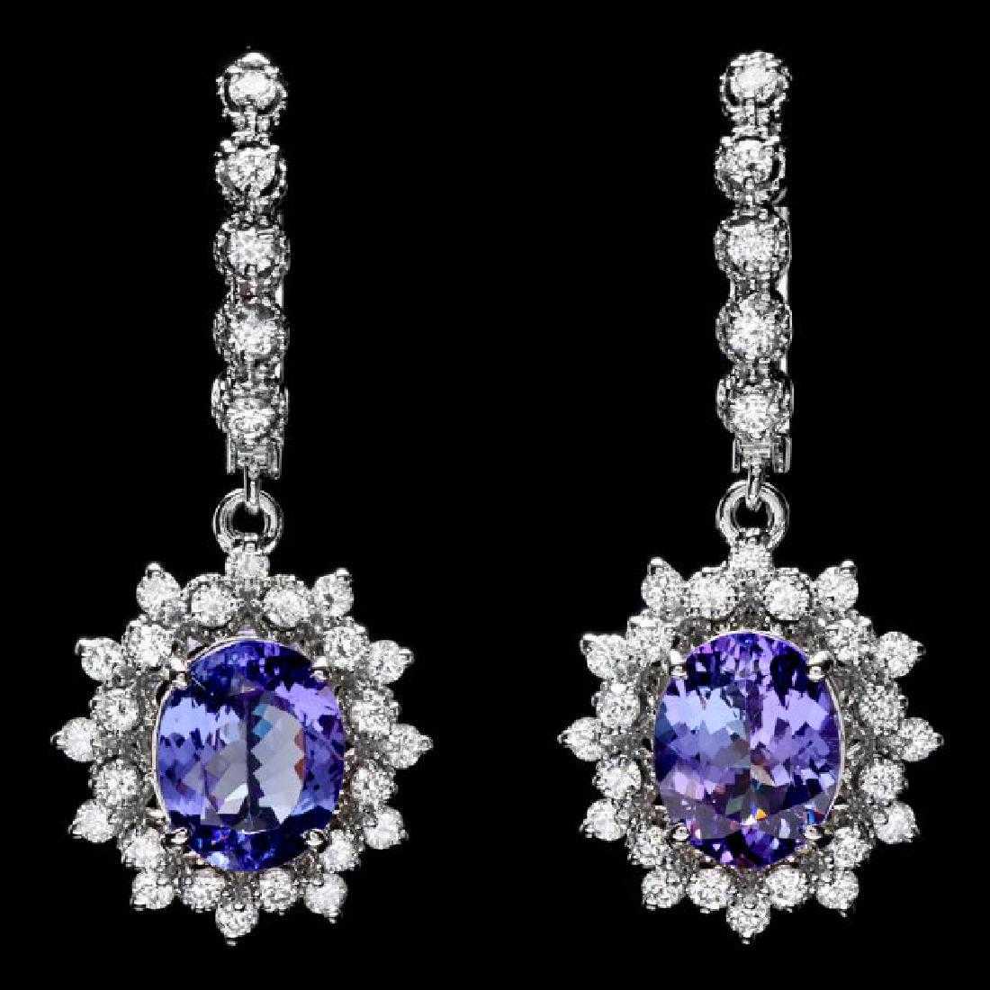 14K White Gold 4.76ct Tanzanite and 1.62ct Diamond Earrings: Retail: $9,766.00 ****** 14K White Gold 4.76ct Tanzanite and 1.62ct Diamond Earrings ****** Metal: 14K White Gold / Total Item Weight: 7.5 Grams / Country Made: United States / / Main Stone: Tanzanite