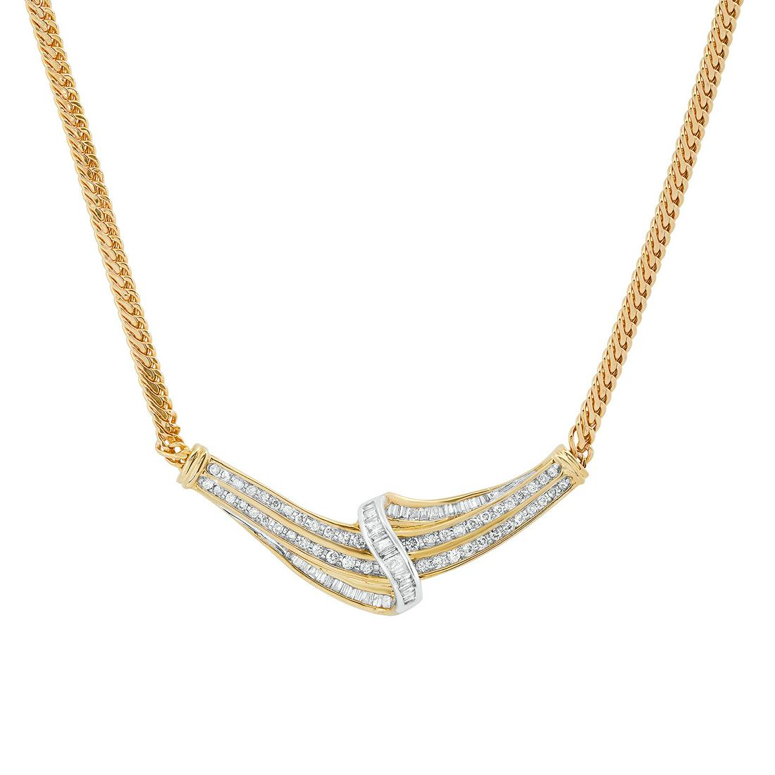 14K Yellow Gold Setting with 1.08ct Diamond Necklace: Retail: $4,327.00 ****** 14K Yellow Gold Setting with 1.08ct Diamond Necklace ****** Size: 17.5 / Metal: 14K Yellow Gold / Total Item Weight: 9.7 Grams / Country Made: United States / / Main Stone: Di