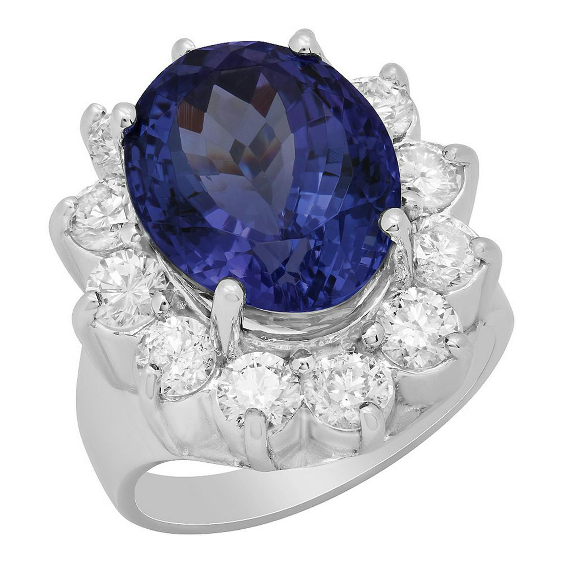 14k White Gold 4.74ct Tanzanite 2.24ct Diamond Ring: Retail: $11,265.00 ****** 14k White Gold 4.74ct Tanzanite 2.24ct Diamond Ring ****** Metal: 14K White Gold / Total Item Weight: 11.70 grams / Country Made: United States / / Main Stone: Tanzanite / Co