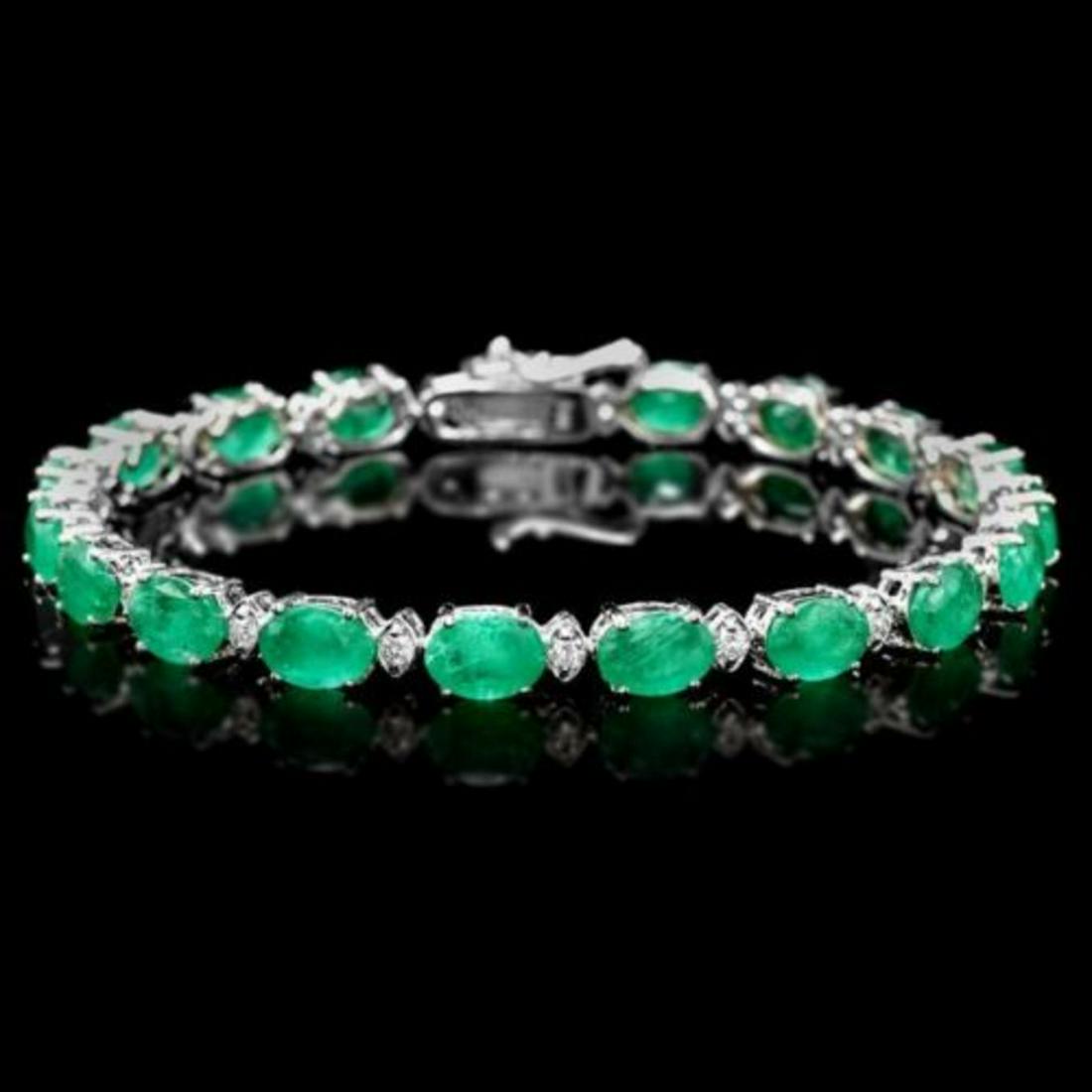 14K Gold 13.31ct Emerald 0.80ct Diamond Bracelet: Retail: $9,900.00 ****** 14K Gold 13.31ct Emerald 0.80ct Diamond Bracelet ****** Metal: 14K White Gold / Total Item Weight: 10.0 Grams / Country Made: United States / / Main Stone: Emerald / Color: Gr