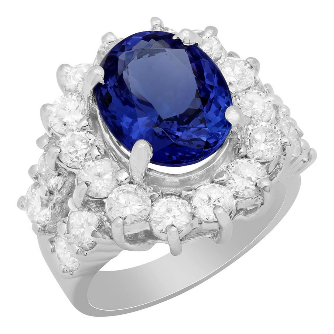 14k White Gold 5.49ct Tanzanite 3.12ct Diamond Ring: Retail: $13,725.00 ****** 14k White Gold 5.49ct Tanzanite 3.12ct Diamond Ring ****** Metal: 14K White Gold / Total Item Weight: 12.80 grams / Country Made: United States / / Main Stone: Tanzanite / Co