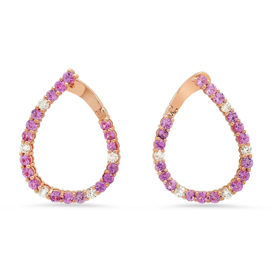 14K Rose Gold with 4.57ct Pink Sapphire and 1.00ct Diamond Earrings: Retail: $8,800.00 ****** 14K Rose Gold with 4.57ct Pink Sapphire and 1.00ct Diamond Earrings ****** Metal: 14K Rose Gold / Total Item Weight: 10.0 Grams / Country Made: United States / / Main Stone: S