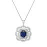 Platinum Setting with 14K White Gold Chain with 1.79ct Sapphire and 1.46ct Diamond Pendant