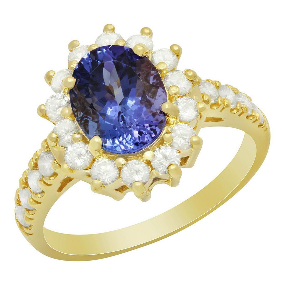 14k Yellow Gold 2.03ct Tanzanite 0.81ct Diamond Ring: Retail: $4,470.00 ****** 14k Yellow Gold 2.03ct Tanzanite 0.81ct Diamond Ring ****** Metal: 14K Yellow Gold / Total Item Weight: 4.20 grams / Country Made: United States / / Main Stone: Tanzanite / Co